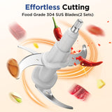 KOIOS Food Processor, 500W Electric Food Chopper with 2 Bowls (8 Cup+8 Cup) & 2 Bi-Level Blades&, Small Electric Grinder Meat Processor for Nuts, Meat, Onion, Garlic, Baby Food, Blue KOIOS