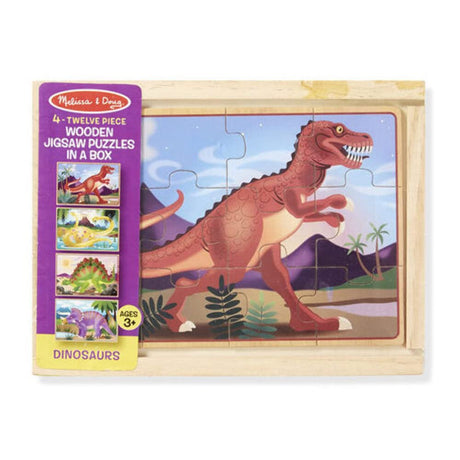 Melissa & Doug Dinosaurs 4-in-1 Wooden Jigsaw Puzzles in a Storage Box 48-Pieces (Item # FOURDINO) Melissa & Doug