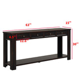 LKTART Solid Wood Console Table 63 in Sofa Table with Storage Drawers and Bottom Shelf Farmhouse Entryway Table for Hallway Foyer Sofa Couch Table LKTART