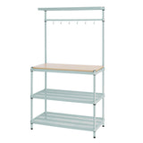 Design Ideas MeshWorks Metal Storage Utility Wood Top Shelving Unit Rack for Garage and Kitchen Storage, 35.4” x 17.7” x 63”, Sage Green Design Ideas