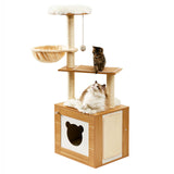Made4Pets Cat Tree with Litter Box Enclosure, 2-in-1 Modern Cat Tower for Indoor Cats, 48.6" Wood Kitten Condo with Scratching Post and Hammock, Removable Scratch Pad for Large Cats MADE 4 PETS