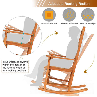 Giantex Set of 2 Porch Rocking Chair Outdoor and Indoor Use, Solid Eucalyptus Wood Rocker with Natural Finish, Front Porch Chairs for Patio Deck Garden, Wooden Rocking Adirondack Chair Set - WoodArtSupply