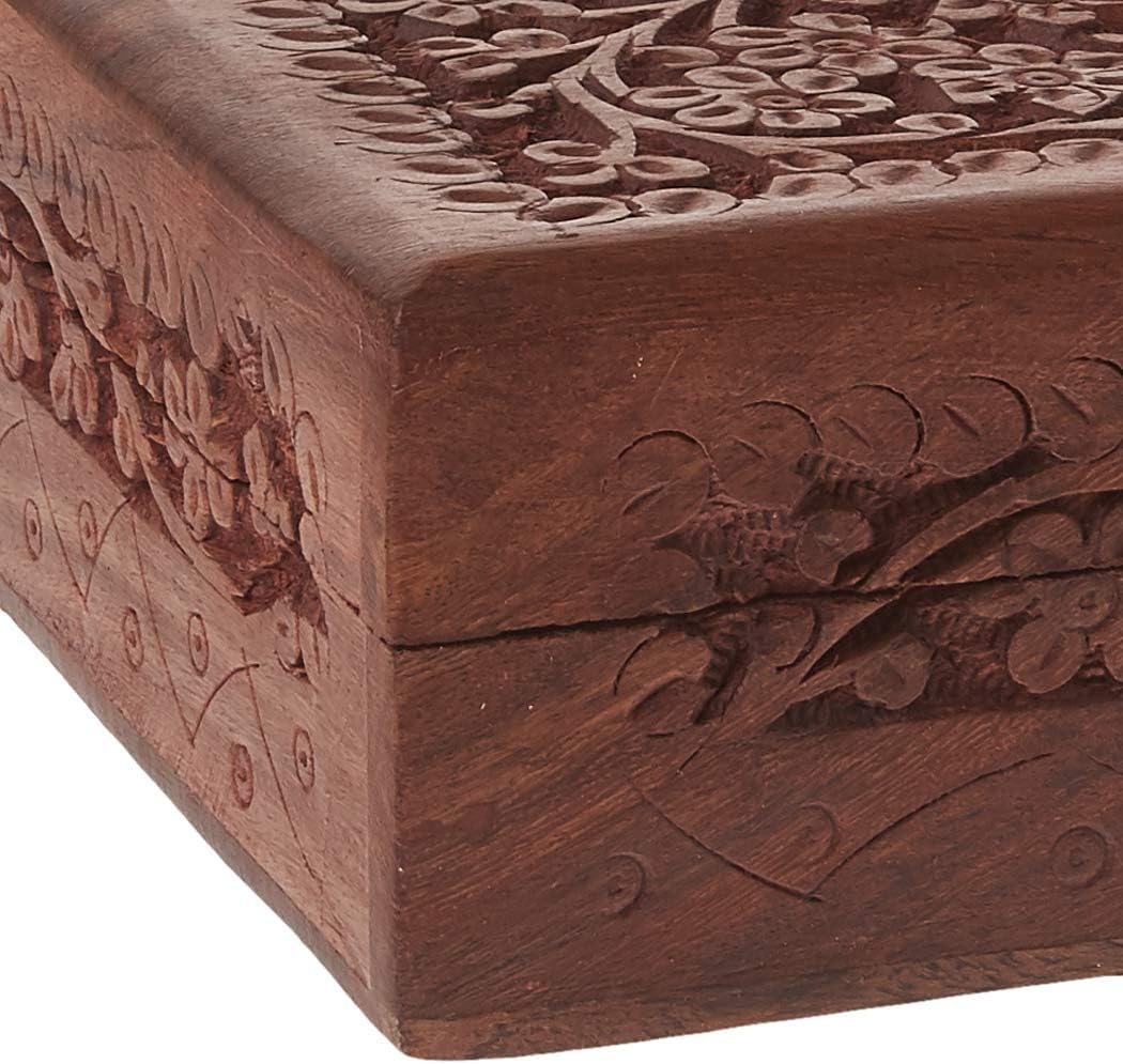 Indian Glance Wood Jewelry Box Organizer - 10 x 6” - Multipurpose Keepsake Storage Case For Girls | Women Indian Glance