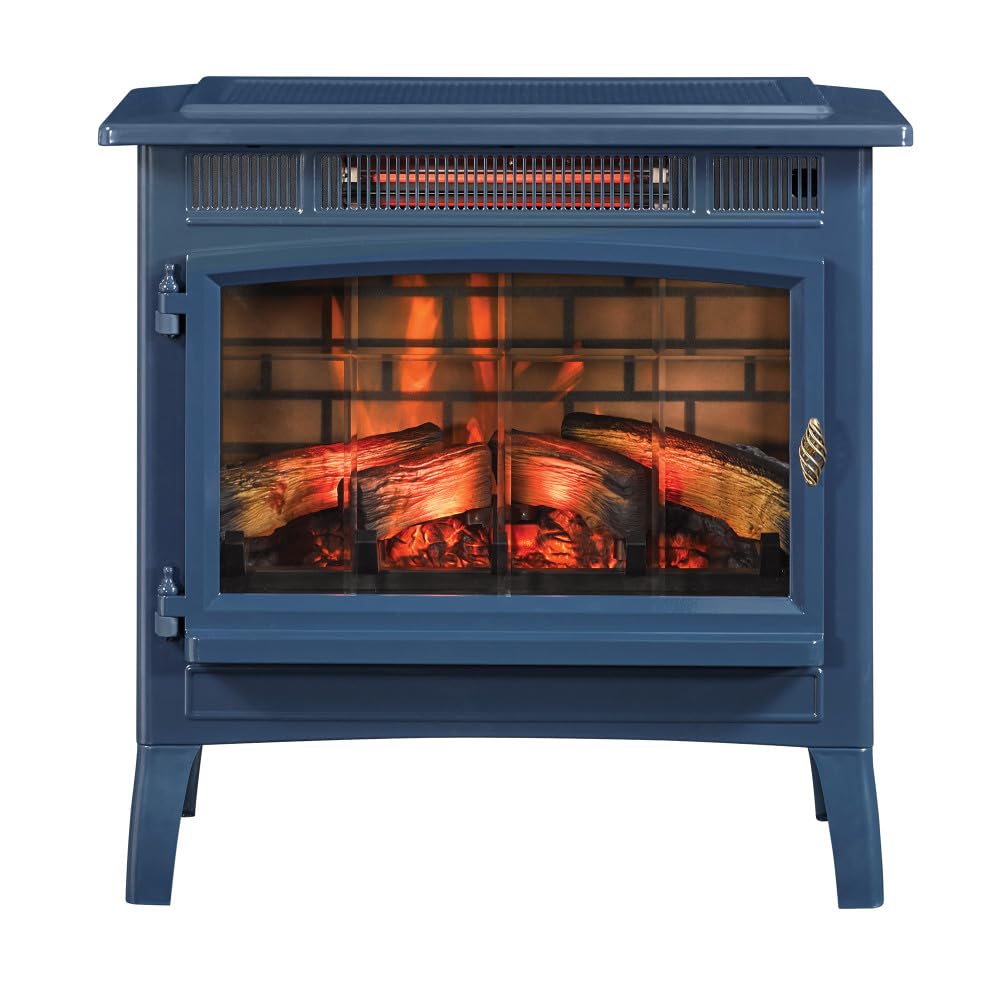 duraflame Freestanding Electric Fireplace Stove Heater with 3D Flame Effect for 1,000 Sq. Ft. Room, Navy Duraflame