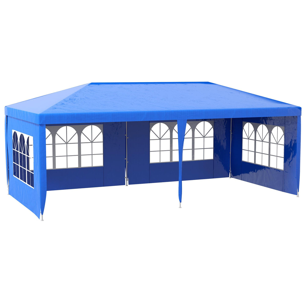 Outsunny 10' x 20' Large Party Tent, Outdoor Event Shelter, Gazebo Canopy with 4 Removable Window Sidewalls for Weddings, Blue Outsunny