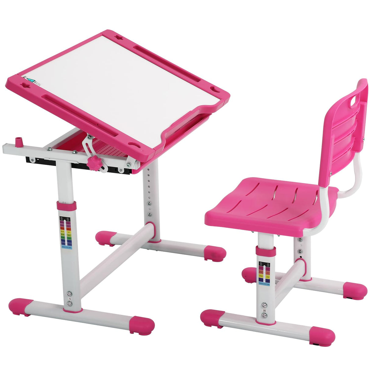 PayLessHere Kids Desk and Chair Set,Height Adjustable Study Desk for Kids with Pull Out Drawer Storage,Multi-function Study Desk and Chair for Writing, Reading and Drawing (Pink) PayLessHere