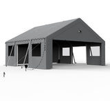 Benass 20x20 Carport Heavy Duty, Portable Garage 20x20 Heavy Duty, 2 Car Carport Canopy with Side Doors & Windows and Removable Sidewalls, Grey Benass