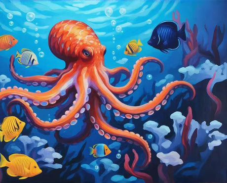 Newsight Paint by Numbers for Adults & Kids & Beginners DIY Acrylic Painting Gift Kits (Color Octopus, 12" Wx16 L) Newsight