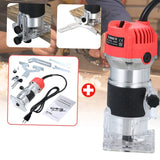 Wood Router, Weytoll 110V 800W Compact Router Tools 30000r/min with Transparent Base Edge Guide Electric Trimmer Compact Palm Router Corded for Woodworking Trimming Slotting Notching/Aluminum Red Weytoll
