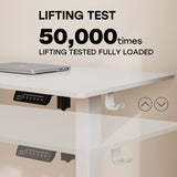 JYLH JOYSEEKER White Standing Desk, 48 X 24 Inch Adjustable Height Electric Desk, Sit Stand Desk with Splice Board and 2 Hooks, Ergonomic Rising Desk for Home Office JYLH JOYSEEKER