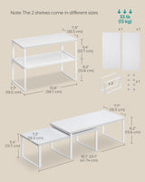 SONGMICS Cabinet Organizer Shelf, Set of 2 Kitchen Counter Shelves, Kitchen Storage, Spice Rack, Stackable, Expandable, Metal and Engineered Wood, Cloud White and Snow White UKCS025W01 SONGMICS