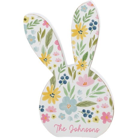 Personalization Universe Easter Flowers Personalized Wooden Easter Egg Shelf Decor - Colorful Spring Indoor Decorations for Mantel and Wall Shelves, Custom with Name, Spring Florals Design Personalization Universe