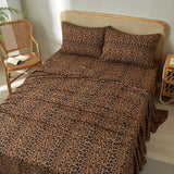 LifeTB Leopard Cheetah Printed King Sheets Set, Cooling Soft Microfiber Brown Leopard Bedding Sheets with 16" Deep Pocket, 4 Piece Vintage Animal Cheetah Pattern King Size Bed Sheets & Pillowcases LifeTB