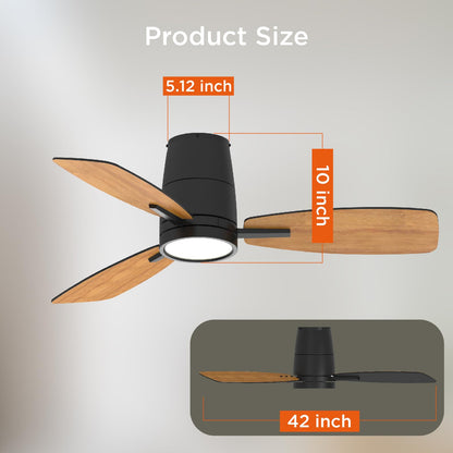 TALOYA Ceiling Fan with Lights and Remote Control 42 inch Multifunctional Quiet Fan with Three Color Temperature and High Brightness Light and Reversible Blades - WoodArtSupply