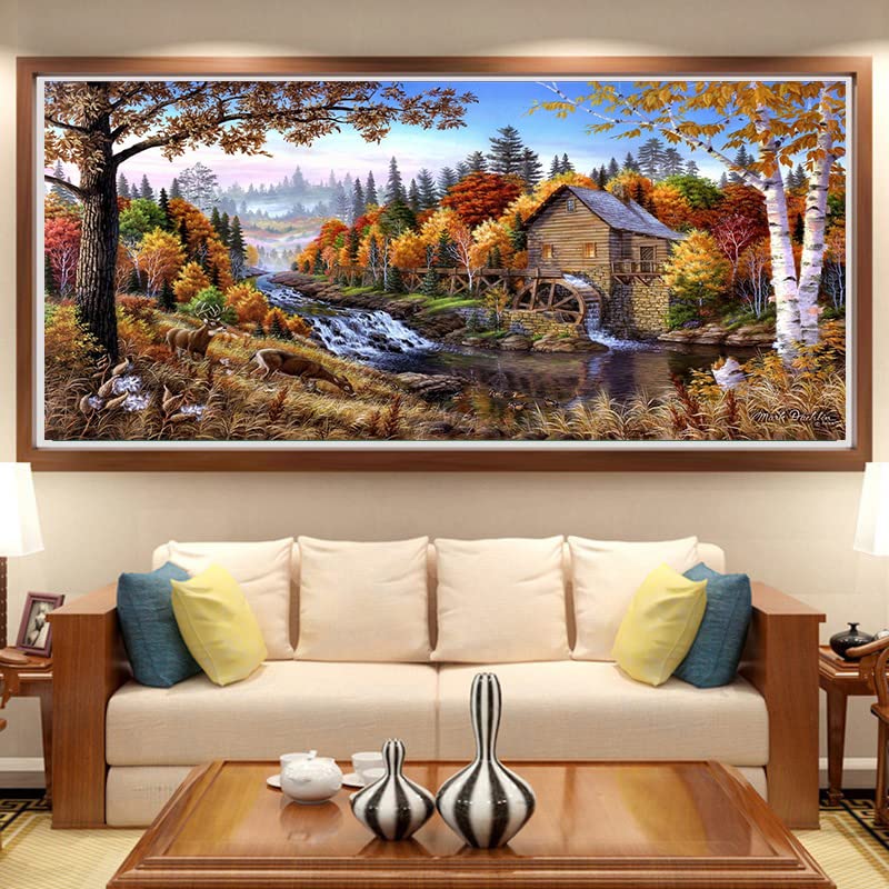 BOHADIY Diamond Painting Kits for Adults Rural Landscape Abstract 5D Diamond Art Kits for Adults, Large Size DIY Full Drill Paintings with Diamonds Gem Art Crafts for Home Wall Decor 16x27.5 Inch BOHADIY