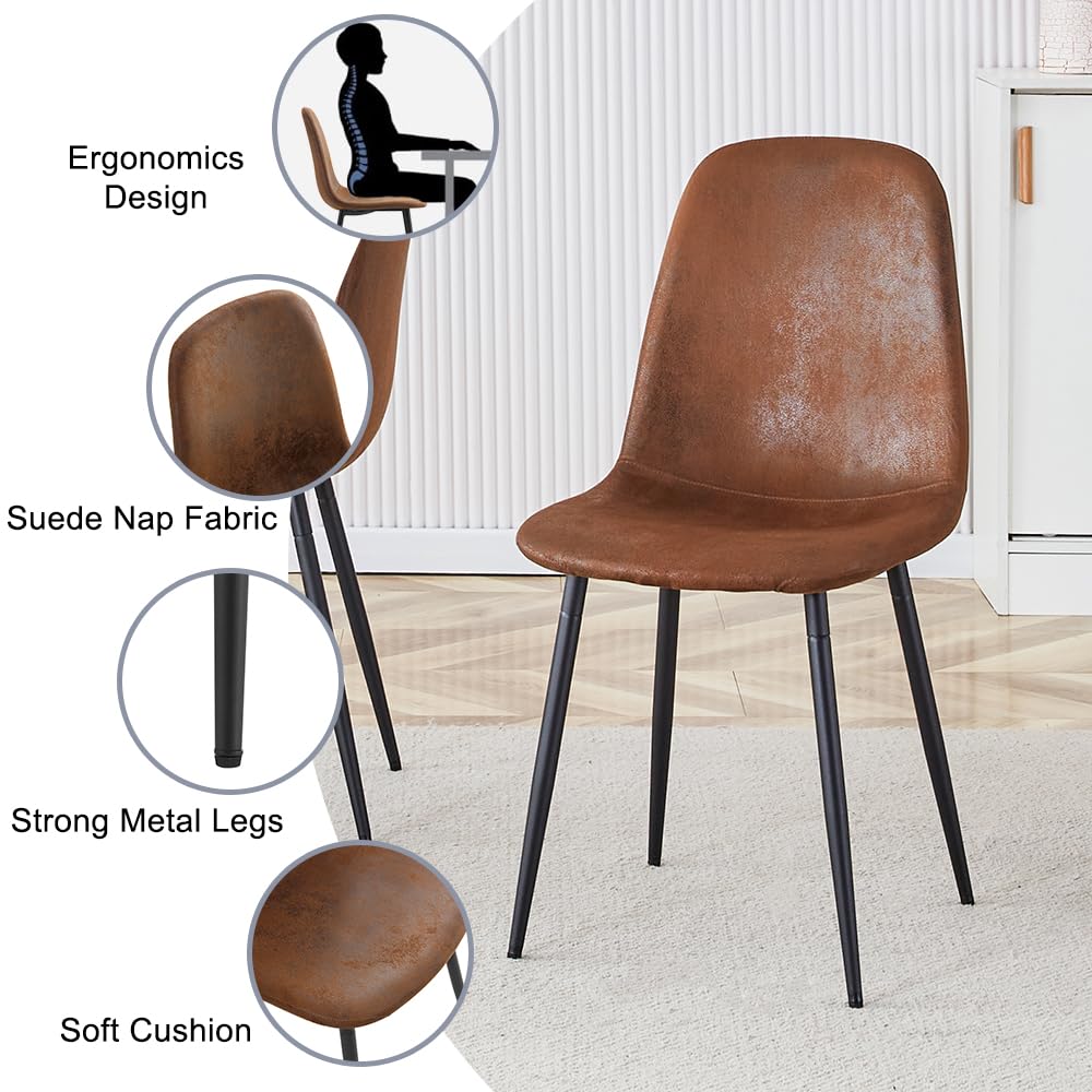 MUUOKY Dining Table Set for 4, Modern 55'' Wood Dining Table, Fabric Dining Chairs 4,Table and Chairs Set of 4,Ideal for Kitchen Dining Room MUUOKY