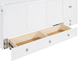 Queen Size Murphy Wall Bed, Solid Pine, USB Charging Station, Bookshelves, Storage Wardrobes - White Harper & Bright Designs