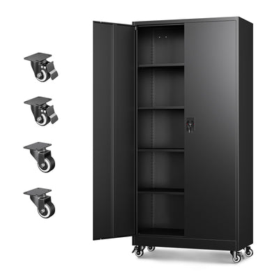 Letaya Metal Garage Storage Cabinets with Lock Door and Adjustable Shelves, Steel Tool Cabinets for Home,Office,Warehouse Organisieren (Black, 75" H)