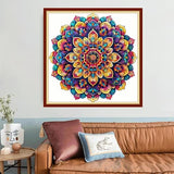 Joyhoor Stamped Cross Stitch Kits for Beginners, Needlepoint Kits for Adults, 11CT Counted Embroidery Kits-Magic Mandala 18x18 inchs