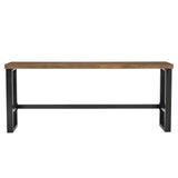 Darwin Black Metal-Framed Console Table with Brown Poplar Wood Veneer Top Powell