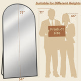 Full Length Mirror, 76"x34" Oversized Arched Mirror Large Standing Mirror, Tall Mirror Body Floor Mirror Wall Mirror Hanging Mirror for Bedroom Living Room Aluminum Frame,Black Homsion