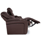 Seatcraft Concerto Heat & Massage, Italian Leather Loveseat w/Storage Console, Power Headrest, Power Recline, Brown Seatcraft