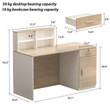 AIEGLE Reception Desk with Counter & Lockable Srotage Drawers, for Salon Reception Room Checkout Office, Natrual (55.1" L x 23.6" W x 43.3" H) AIEGLE