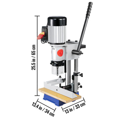 VEVOR Woodworking Mortise Machine, 3/4 HP 3400RPM Powermatic Mortiser With Chisel Bit Sets, Benchtop Mortising Machine, For Making Round Holes Square Holes, Or Special Square Holes In Wood - WoodArtSupply