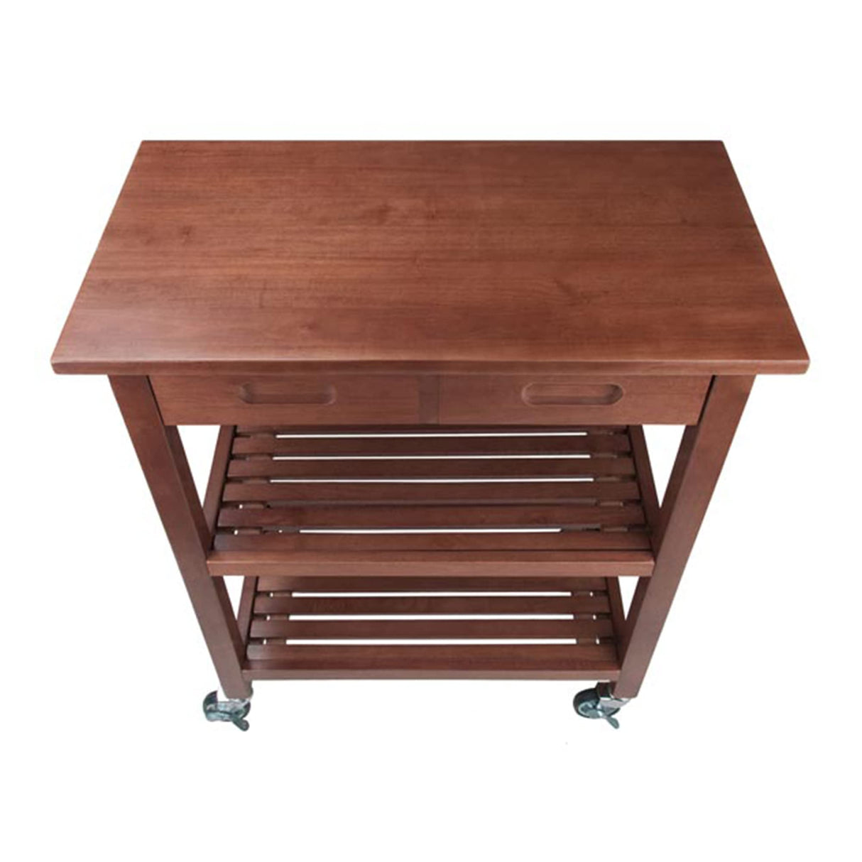 Winsome 94734 Jonathan 2 Drawer Rolling Kitchen Cart in Walnut Winsome