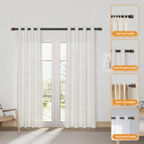 Wood Curtain Rods for Windows 48 to 84 Inches(4-7ft),1 inch Adjustable Window Curtain Rods with Imitation Wood Grain Finials,Heavy Duty Decorative Drapery Rod for Bedroom,Kitchen and patio QITERI