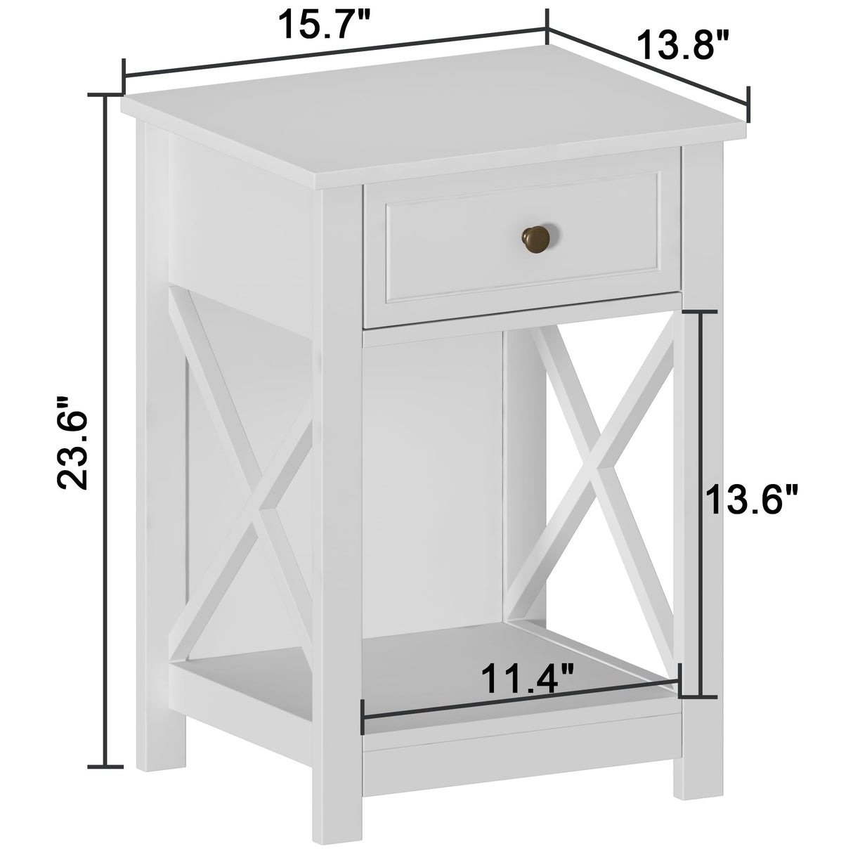 Treocho White Nightstand Set of 2, Modern X-Design Night Stand,Bedside End Table with Open Storage for Small Place,Bedroom Treocho