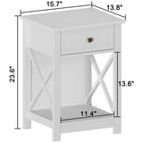 Treocho White Nightstand Set of 2, Modern X-Design Night Stand,Bedside End Table with Open Storage for Small Place,Bedroom Treocho