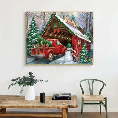 Eiazuiks Christmas Paint by Number for Adults. Truck Paint by Numbers for Adults Beginner Drawing Paintwork with 3 Paintbrushes Paint Canvas Oil Painting 16” x 20” Eiazuiks
