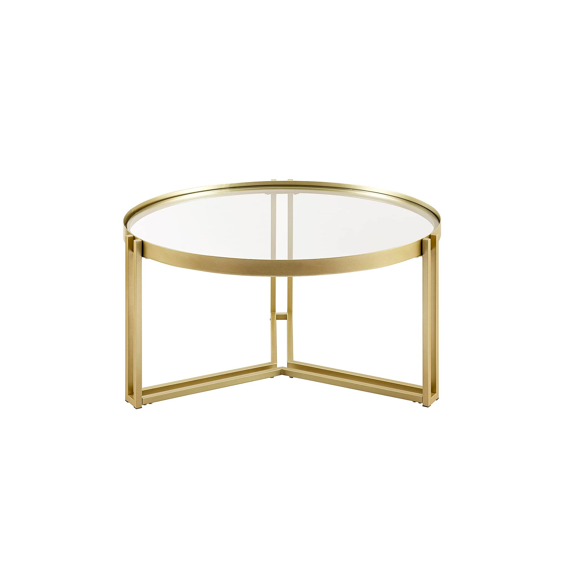 Walker Edison Taylee Contemporary Metal and Glass Coffee Table, 33 Inch, Gold - WoodArtSupply