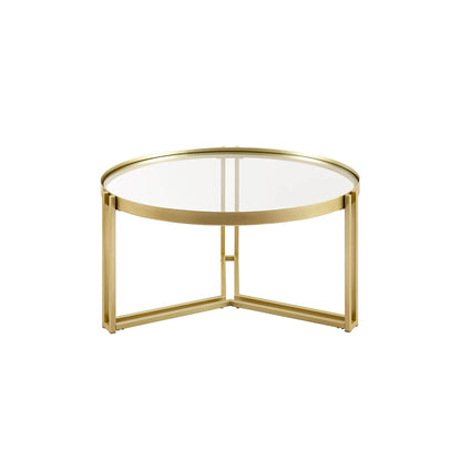 Walker Edison Taylee Contemporary Metal and Glass Coffee Table, 33 Inch, Gold - WoodArtSupply