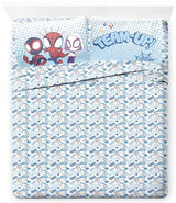 Jay Franco Kids Sheet Set with Fitted, Flat Sheets & Pillow Cover - Ultra-Soft Bedding with Pillowcase for Room Decor, Multi - Spidey & Friends, 4 Piece Queen Jay Franco