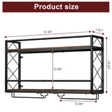 NEYCIL Wall Mounted 2 Tier Wine Rack with Glass Holder, Double Layer Anti-Drop Crossbar, 31.5" Metal Wood Wall Mount Wine Rack for Home Kitchen Dining Room Coffee Shop Bar, Black NEYCIL