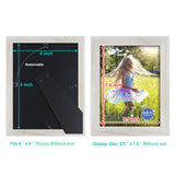 RPJC 6x8 inch Picture Frame Made of Solid Wood and High Definition Glass Display Pictures for Table Top Display and Wall Mounting Photo Frame with Stand Rustic White RPJC