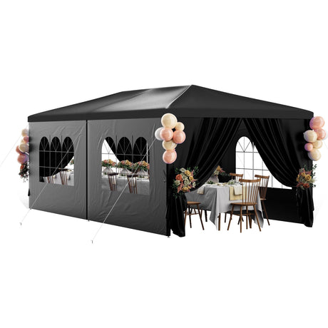susici 10x20 Black Outdoor Party Tent with 6 Removable Sidewalls Outdoor Tents for Parties Gazebo Canopy Tent Event Tent for Wedding, Birthday, Garden Parties and Backyard Patio BBQ Camping susici