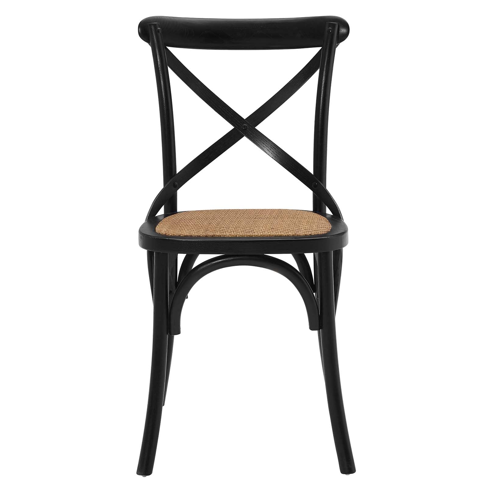 Modway Gear Rustic Modern Farmhouse Elm Wood Rattan Dining Chair in Black - WoodArtSupply