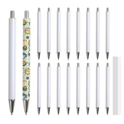 PYD Life 20 Pack Sublimation Pens Blanks No Clip Bulk White with 25 Pieces Shrink Wrap Films,Sublimation Ballpoint Pen Personalized DIY by Pen Heat Press Sublimation Oven