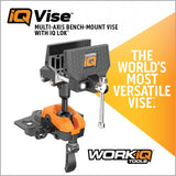 IQ Vise | 360° Articulating Bench Vise Made From Steel & Cast Aluminum w/ 8-Position Locking Ball & Socket | Woodworking Vise Handles Up To 130ft-lbs of Torque | Pipe Vise With Double Sided Jaws WORK IQ TOOLS