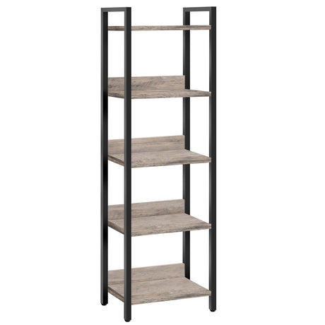 MAHANCRIS Bookshelf, 5-Tier Bookcase, Standing Book Shelf for Small Space, Storage Shelf Organizer, for Living Room, Bedroom, Study, Balcony, Greige and Black BKHG5501 MAHANCRIS