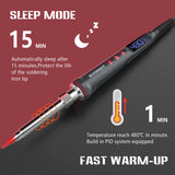 Solder Iron, 200W 110V Soldering Iron Digital Soldering Kit for Soldering, 6-in-1 Solder Iron Kit Welding Tool, Adjustable Temperature from 180 to 480℃, 3 solder tips, Solder wire, Solder Iron Stand HANDSKIT