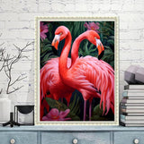 pigpigboss Flamingo Diamond Painting Art Kits, 5D Full Round Drill Flower Flamingo Diamond Dots Arts Crafts for Adult Beginner Home Office Wall Decor (11.8 x 15.7 inches) pigpigboss