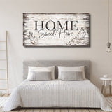 Home Sweet Home Wall Art Sign Large Dark Brown Farmhouse Wall Sign for Living Room Decoration Wooden Board Design Canvas Prints Modern Rustic Artwork Leaf Pictures Wall Decor 20" x 40" arteWOODS