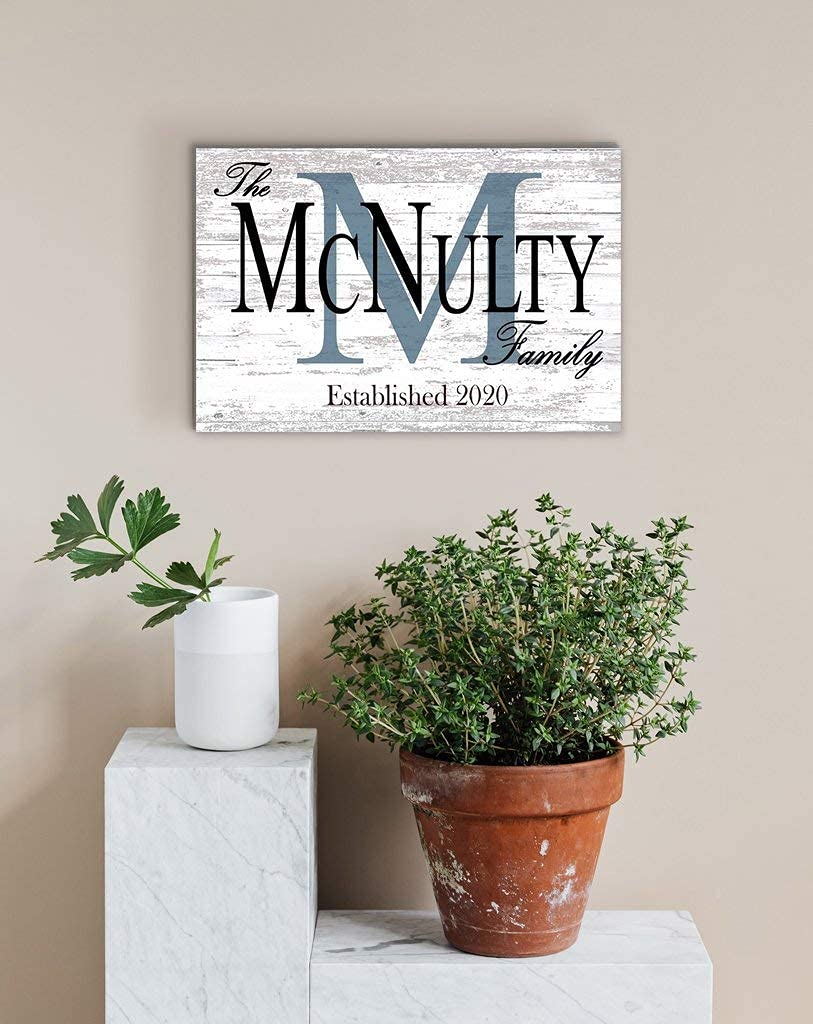 Family Name Sign PERSONALIZED Wedding Gift For Couple Established Monogram Custom Wall Decor EST. Date 16.5" X10.5" (Monogram With Established Date) Broad Bay