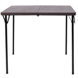 Flash Furniture Dunham 2.83-Foot Square Bi-Fold Brown Wood Grain Plastic Folding Table with Carrying Handle Flash Furniture
