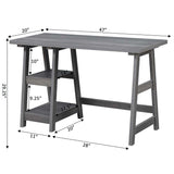 Convenience Concepts Designs2Go Trestle Desk with Shelves, 47", Charcoal Gray Convenience Concepts