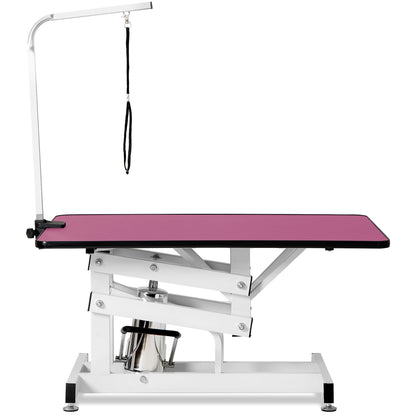 ZSQ Dog Grooming Table Z-Lift Hydraulic, Professional Grooming Table at Home, Grooming Table for Dogs Foldable, Adjustable Dog Grooming Table for Medium Large Dog,Purple/Pink (Pink)